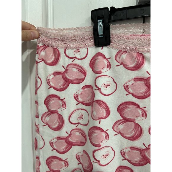 Disney Couture Red White Apple Print Lace Waist Pajama Pants Sz XL - Picture 4 of 8
